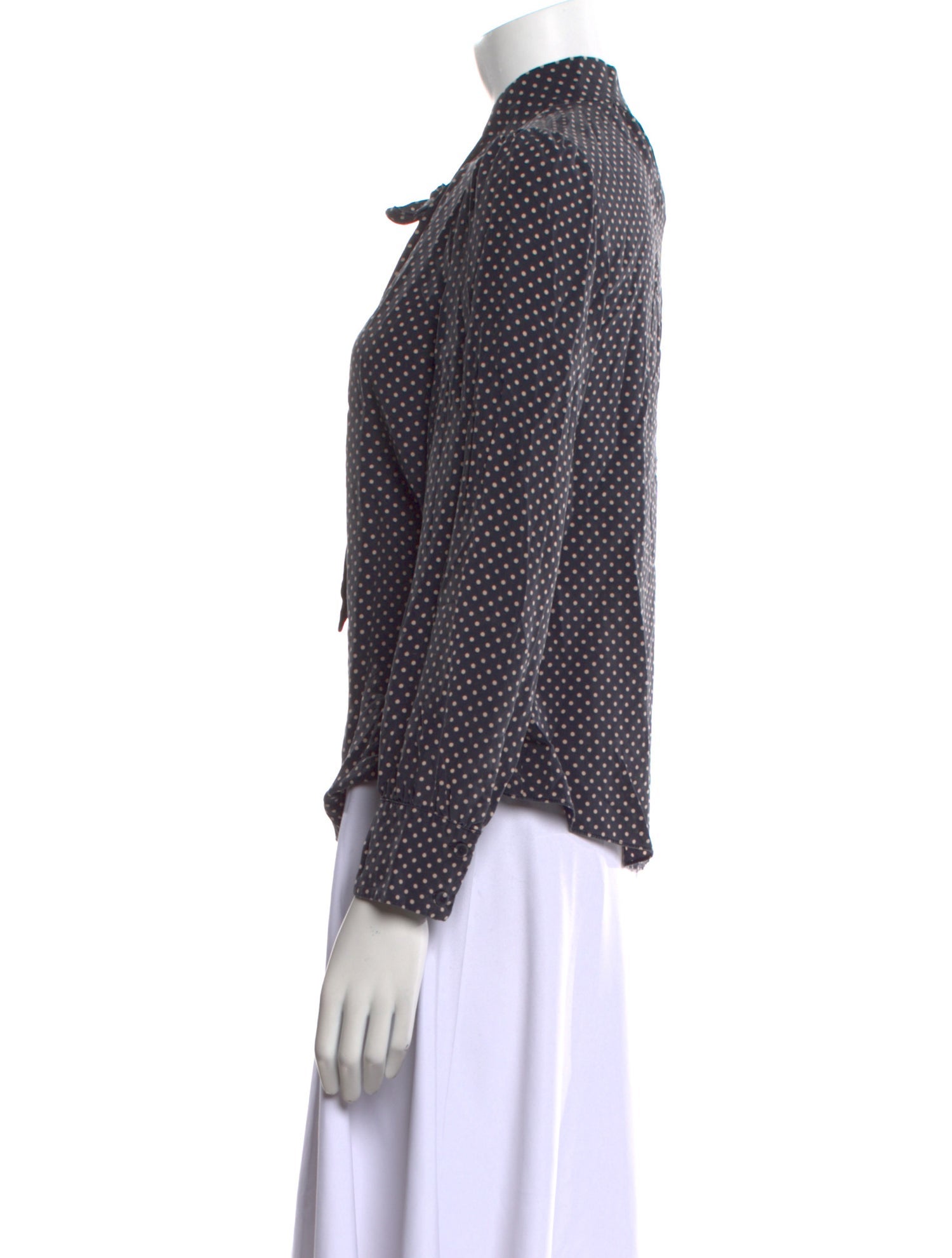Rebecca Taylor Silk Polka Dot Print Button-Up Top