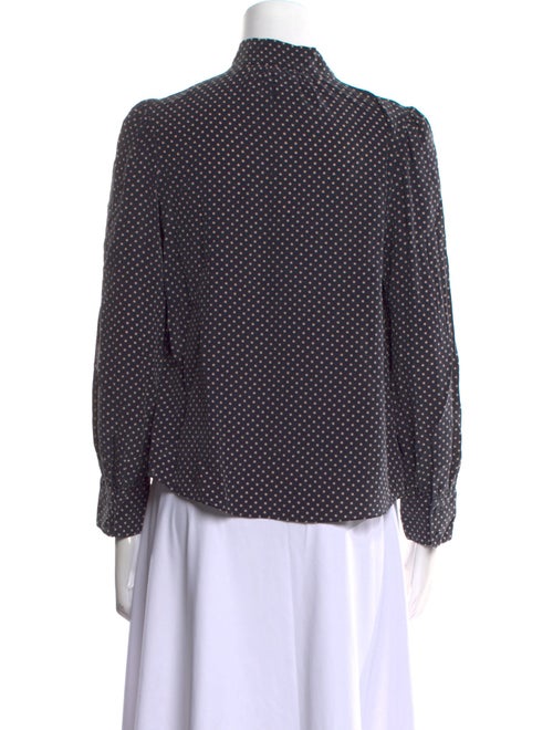 Rebecca Taylor Silk Polka Dot Print Button-Up Top