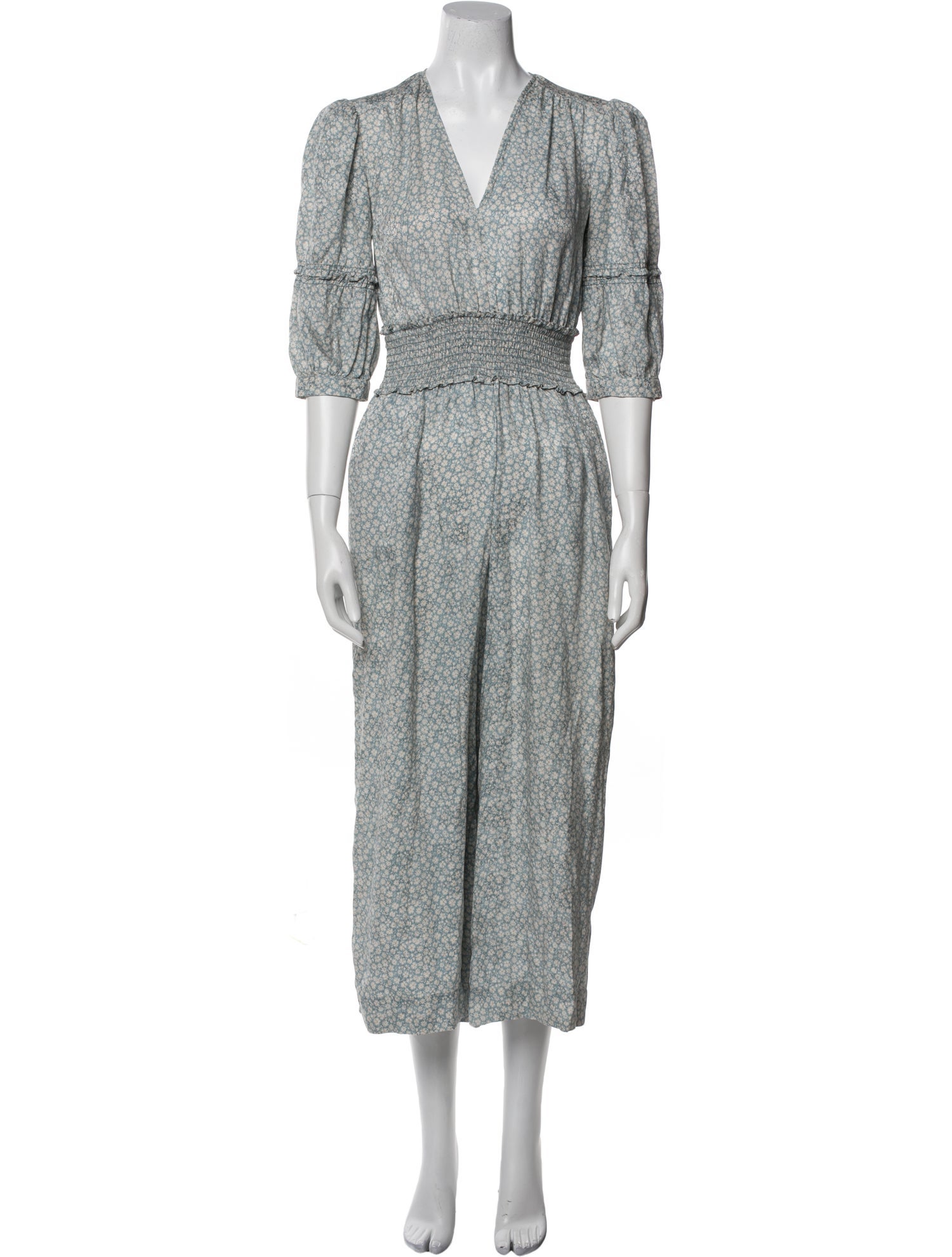 Rebecca Taylor Floral Print V-Neck Jumpsuit