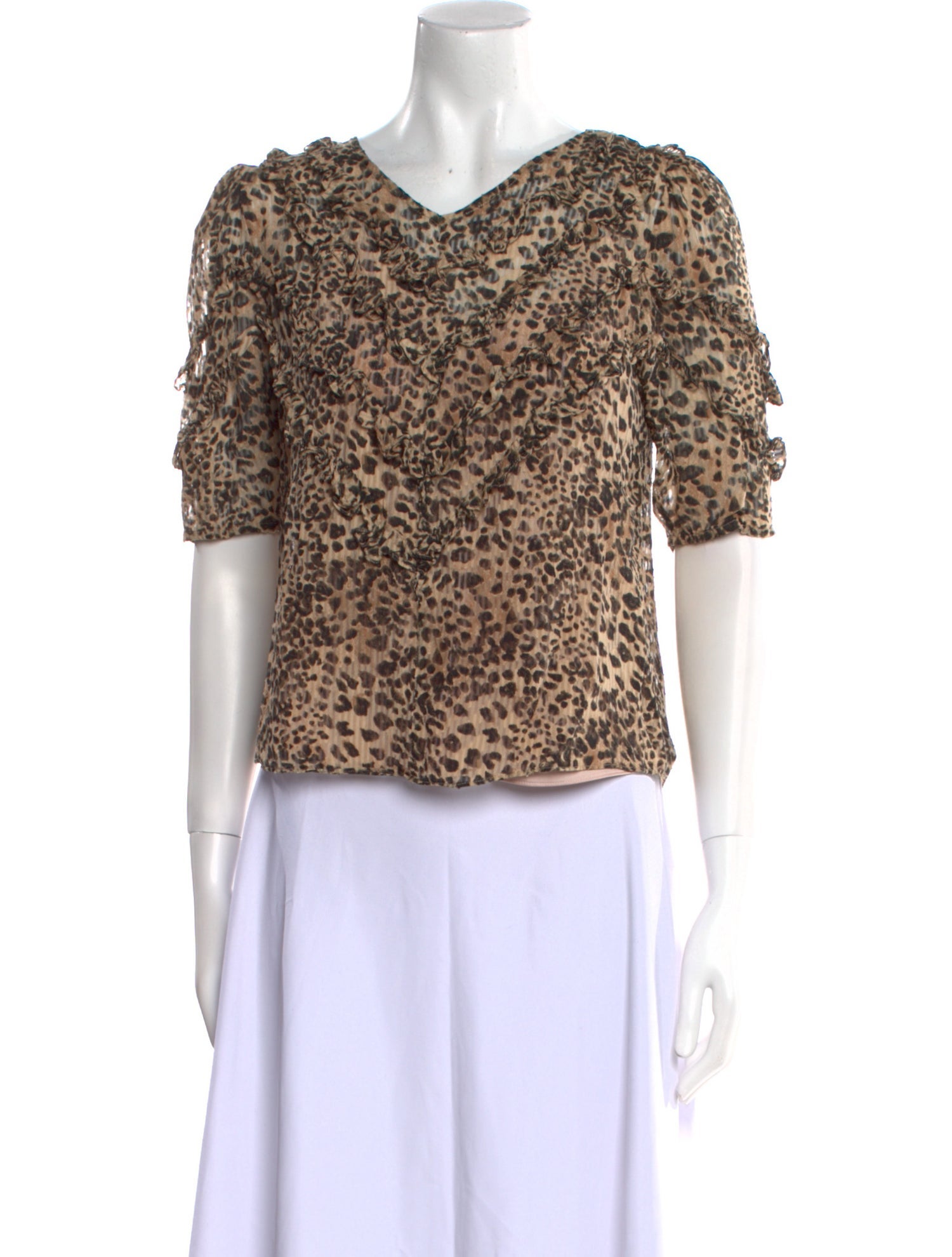Rebecca Taylor Silk Animal Print Crop Top