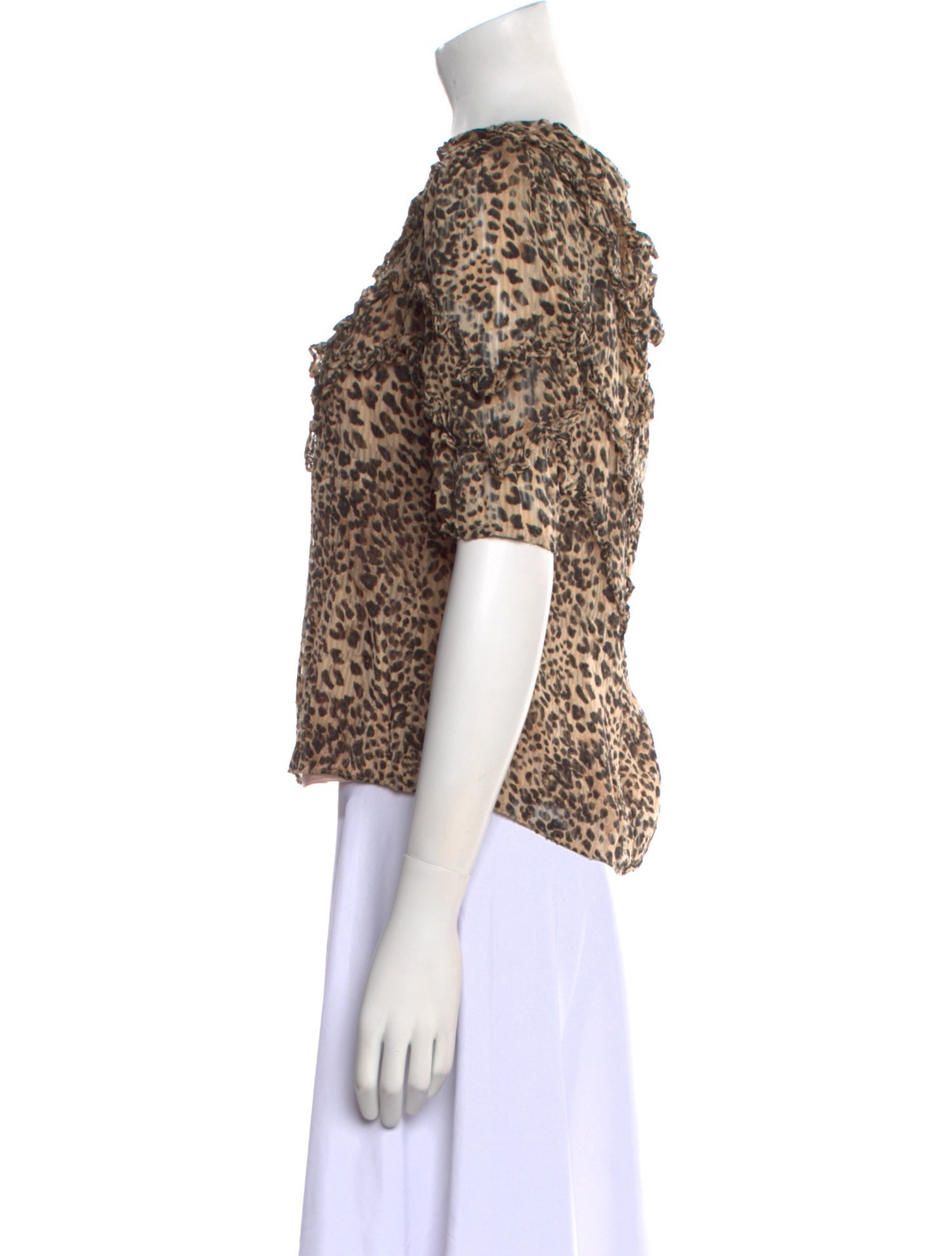 Rebecca Taylor Silk Animal Print Crop Top