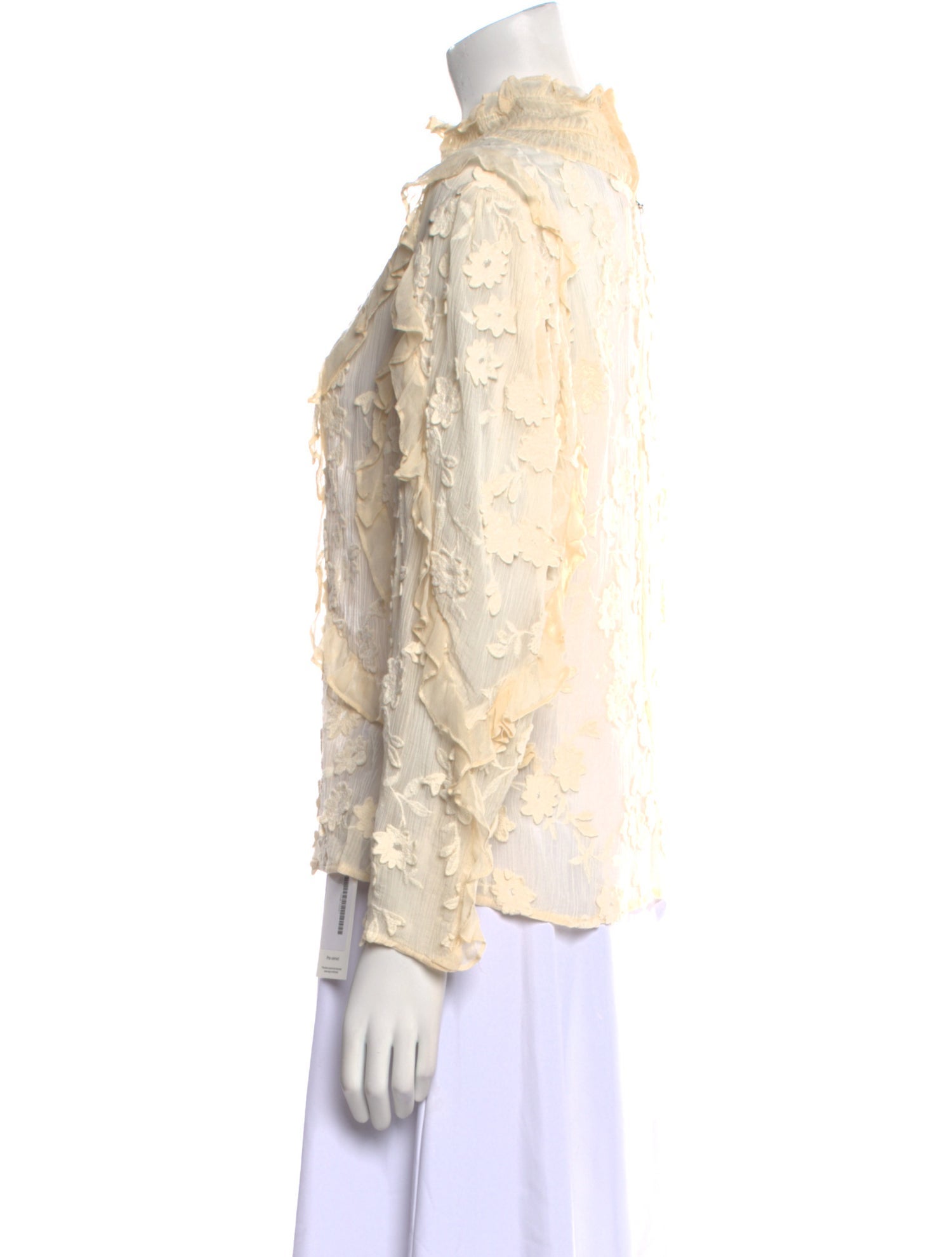 Rebecca Taylor Lace Pattern Mock Neck Blouse w/ Tags