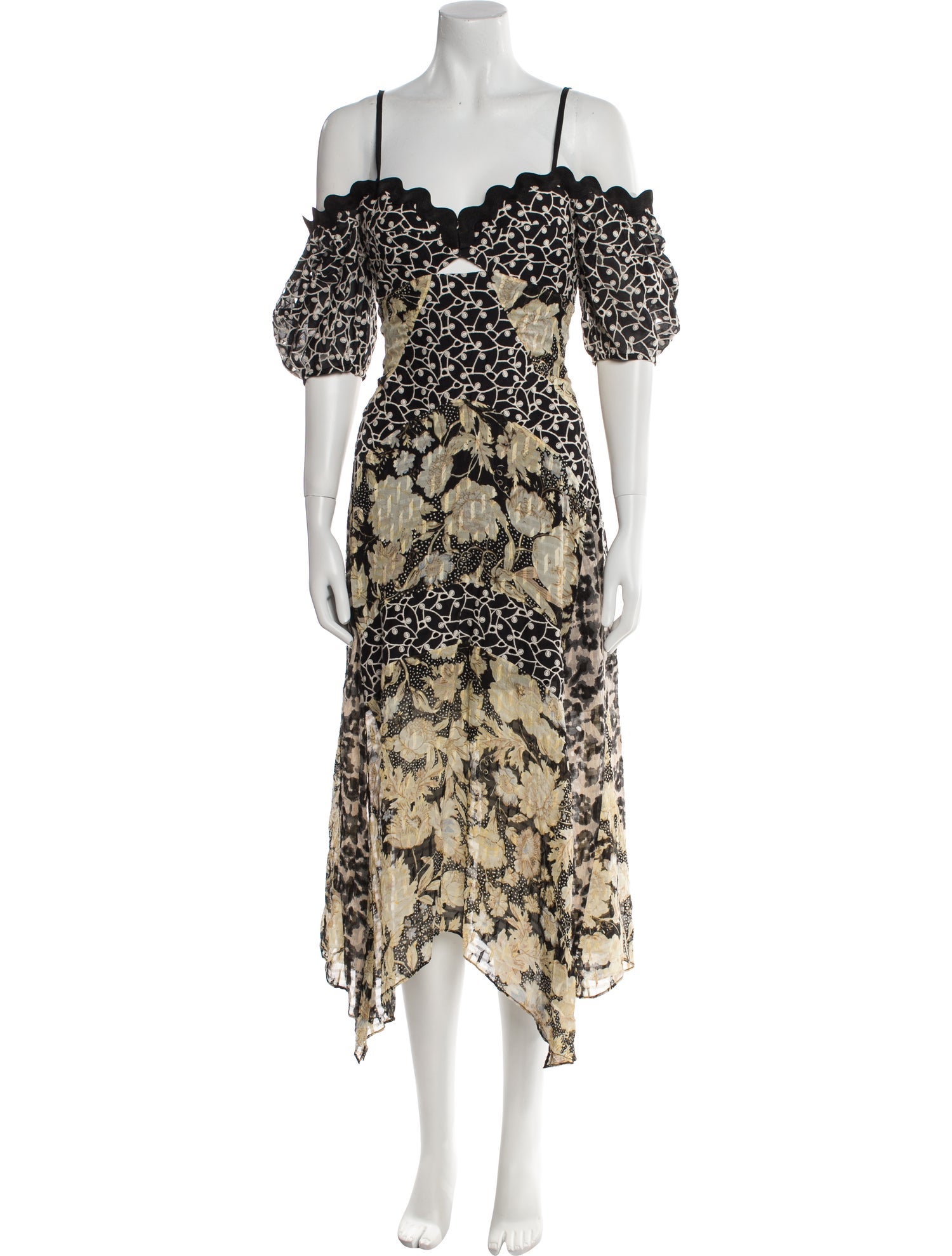 Rebecca Taylor Floral Print Midi Length Dress