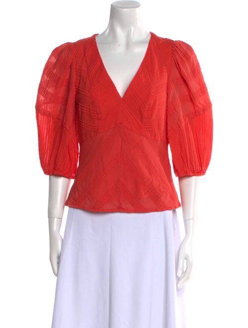 Rebecca Taylor V-Neck Three-Quarter Sleeve Blouse