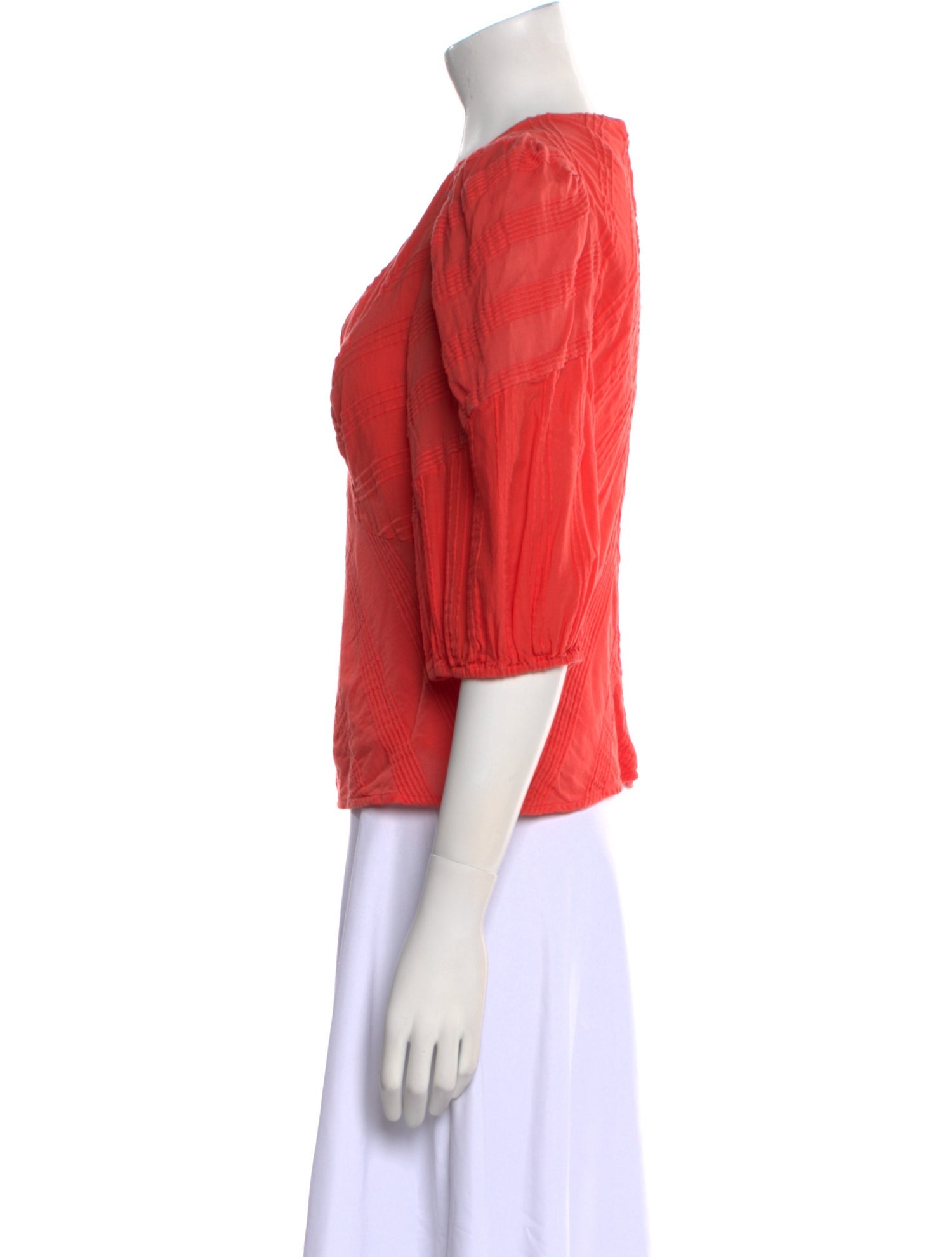 Rebecca Taylor V-Neck Three-Quarter Sleeve Blouse