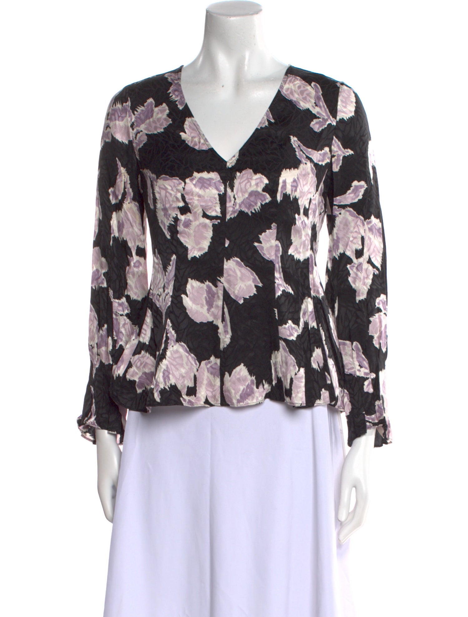 Rebecca Taylor Floral Print V-Neck Blouse