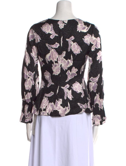 Rebecca Taylor Floral Print V-Neck Blouse