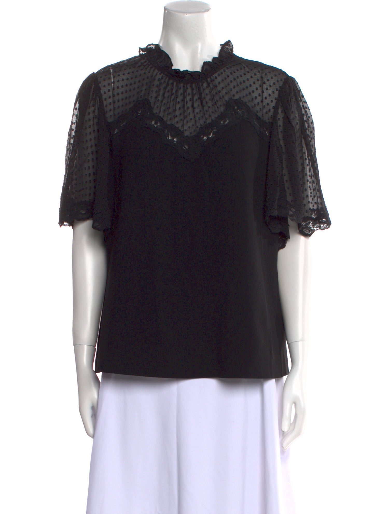 Rebecca Taylor Mock Neck Short Sleeve Blouse w/ Tags