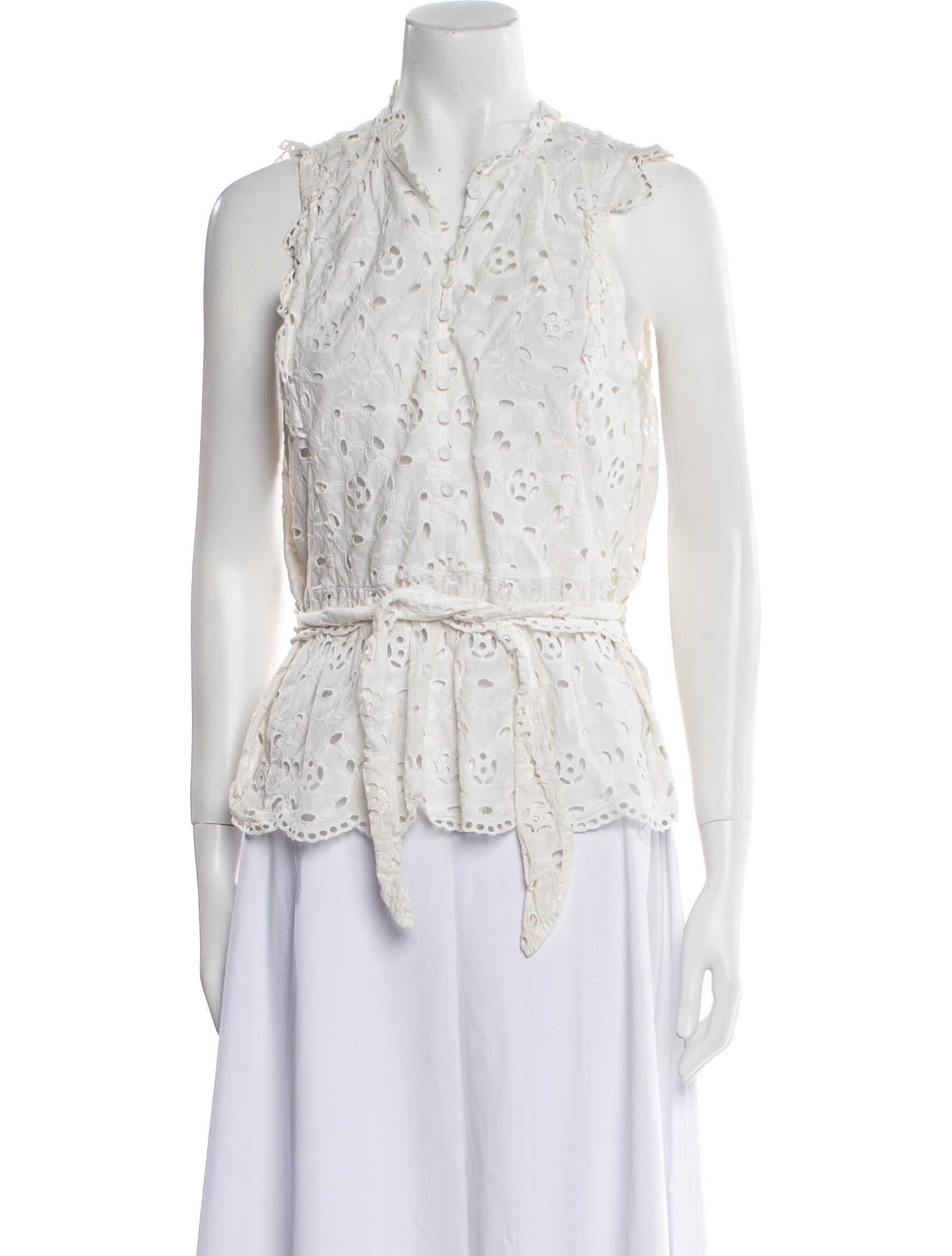 Rebecca Taylor Lace Pattern Mock Neck Blouse