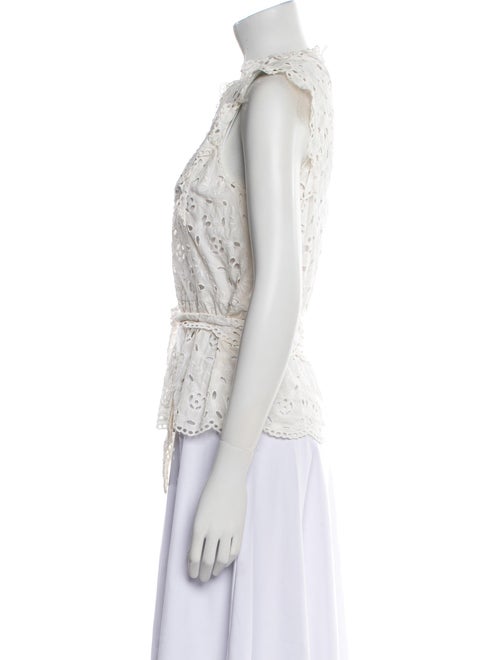 Rebecca Taylor Lace Pattern Mock Neck Blouse