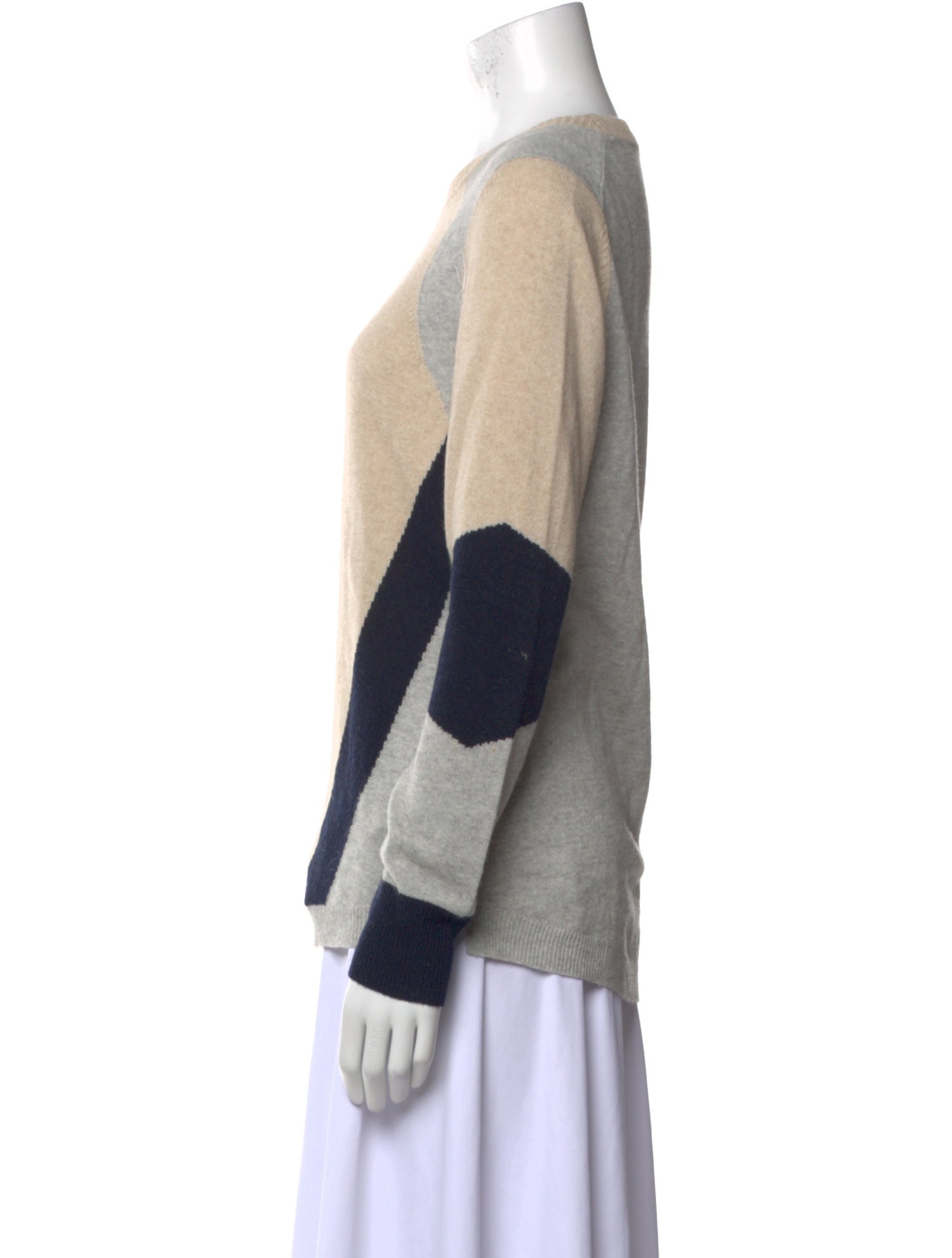 Rebecca Taylor Colorblock Pattern Crew Neck Sweater