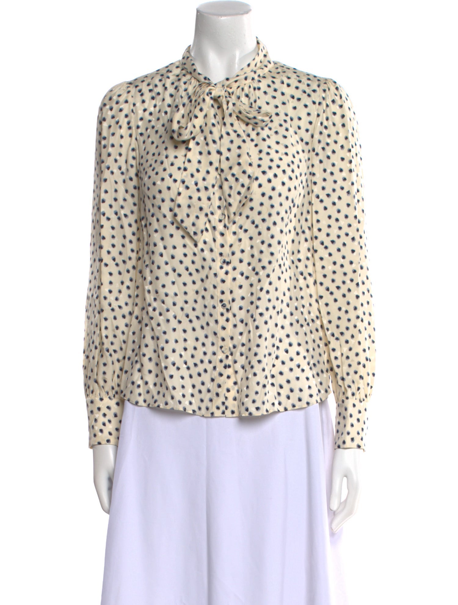 Rebecca Taylor Silk Polka Dot Print Button-Up Top w/ Tags