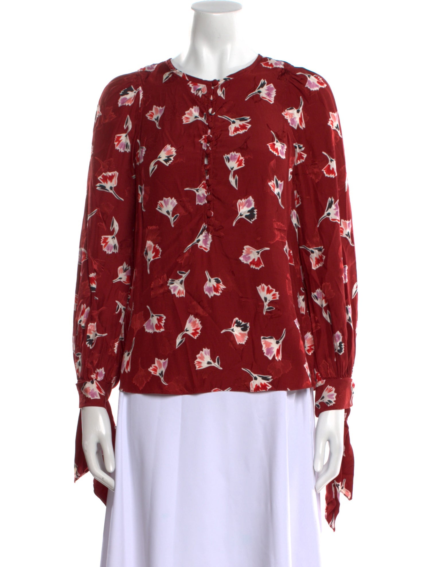Rebecca Taylor Floral Print Crew Neck Blouse