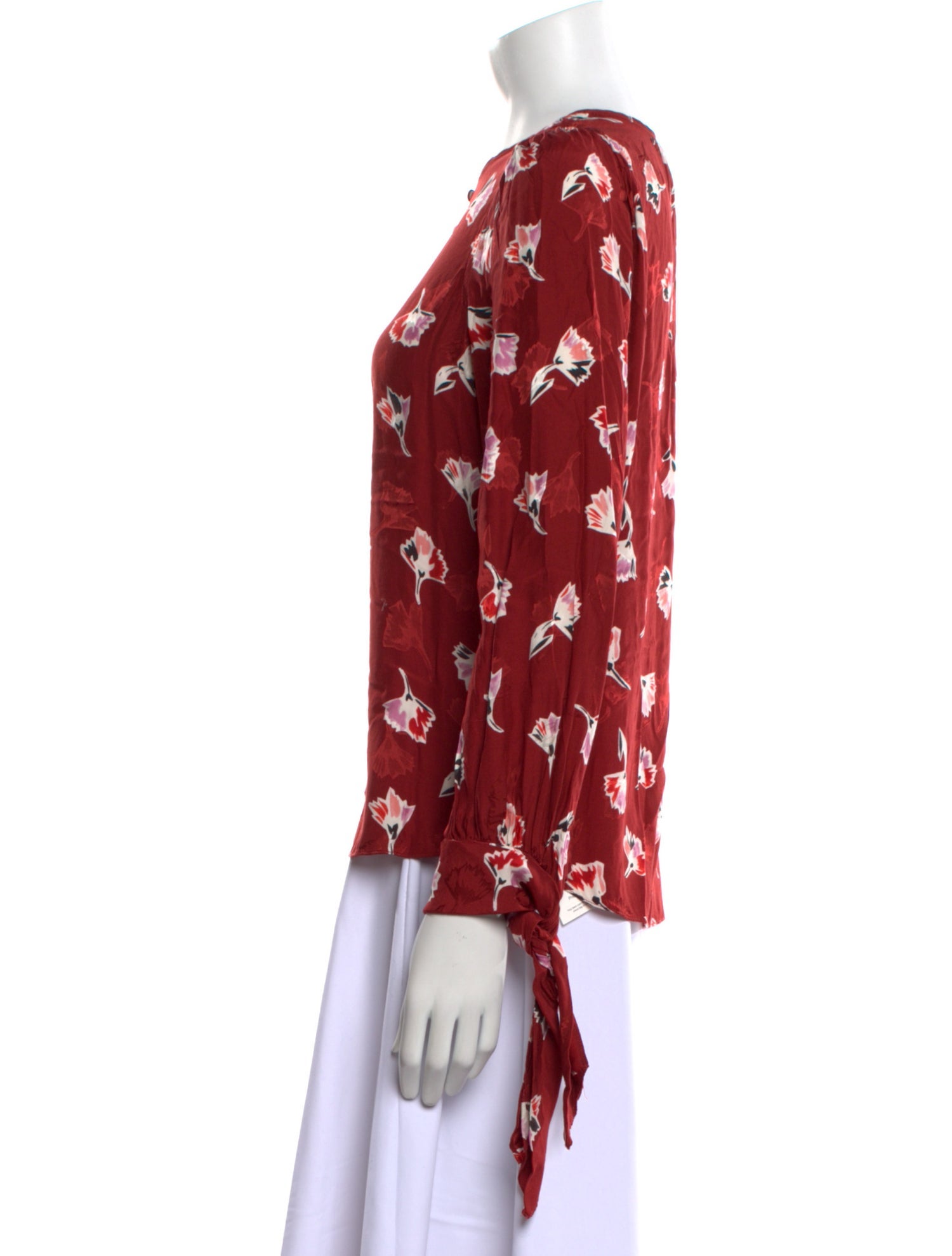 Rebecca Taylor Floral Print Crew Neck Blouse