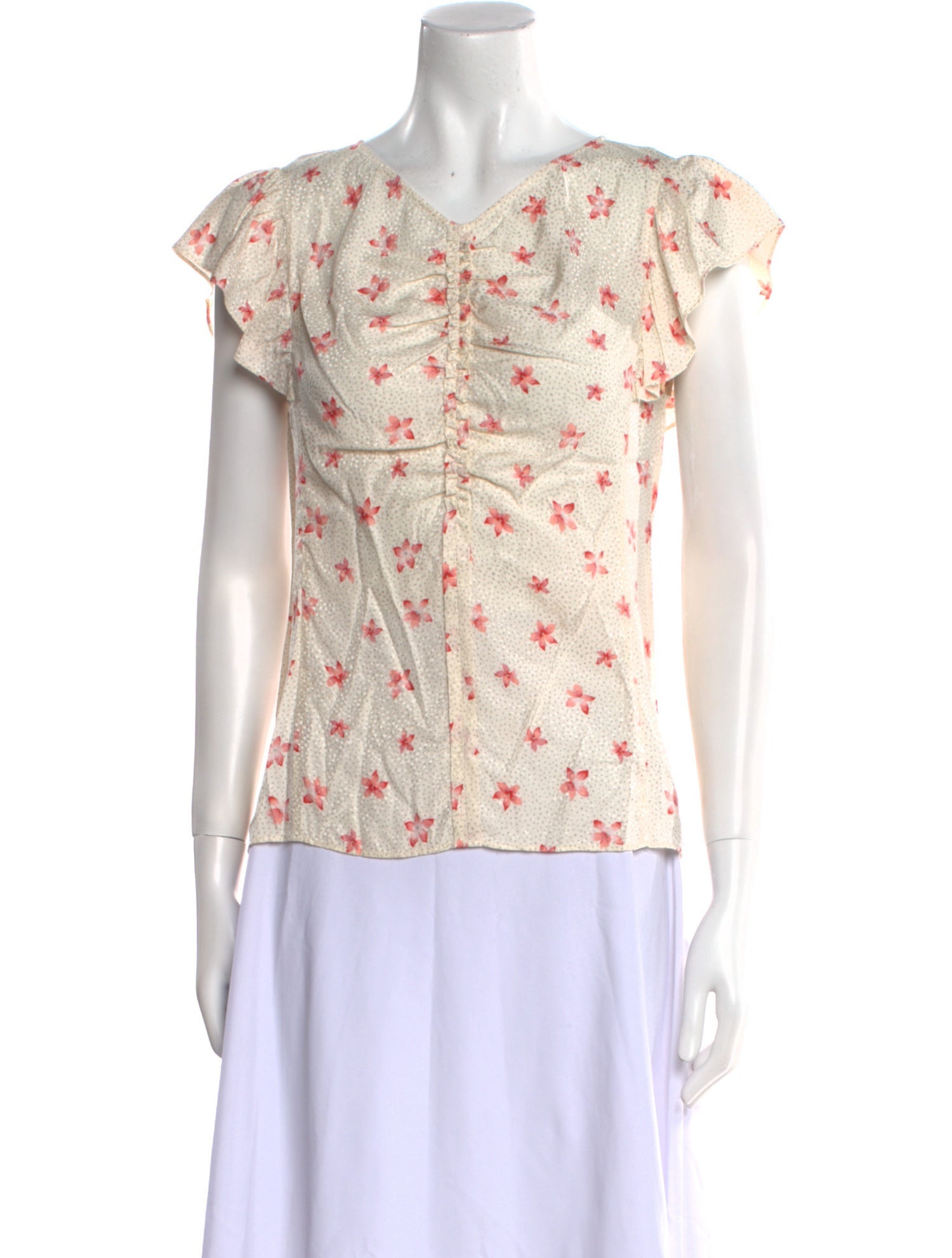Rebecca Taylor Floral Print V-Neck Blouse
