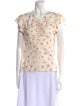 Rebecca Taylor Floral Print V-Neck Blouse