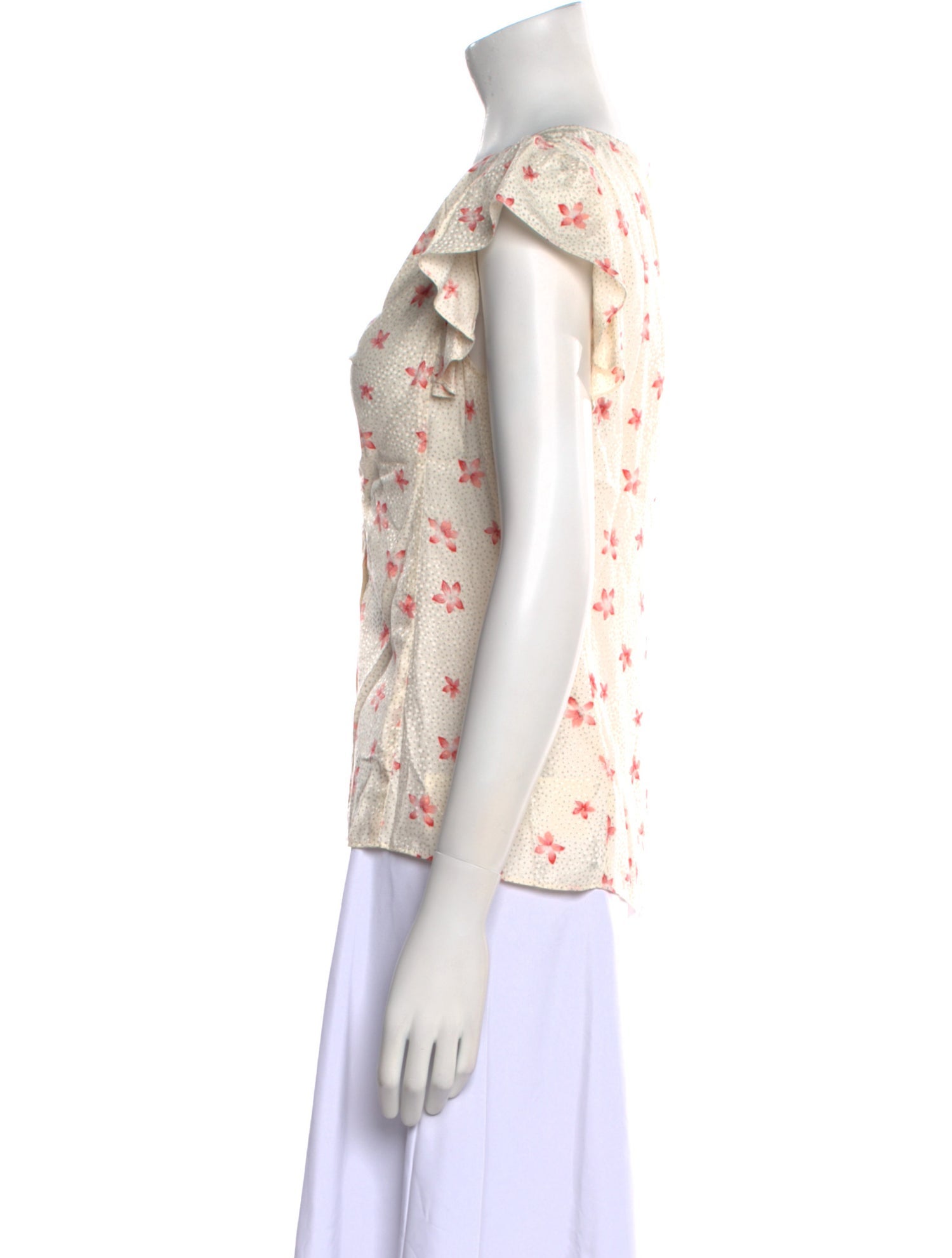 Rebecca Taylor Floral Print V-Neck Blouse