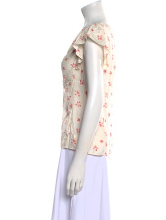 Rebecca Taylor Floral Print V-Neck Blouse
