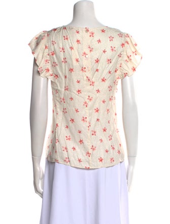 Rebecca Taylor Floral Print V-Neck Blouse