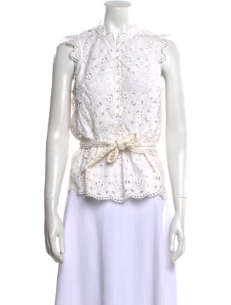 Rebecca Taylor Mock Neck Sleeveless Blouse