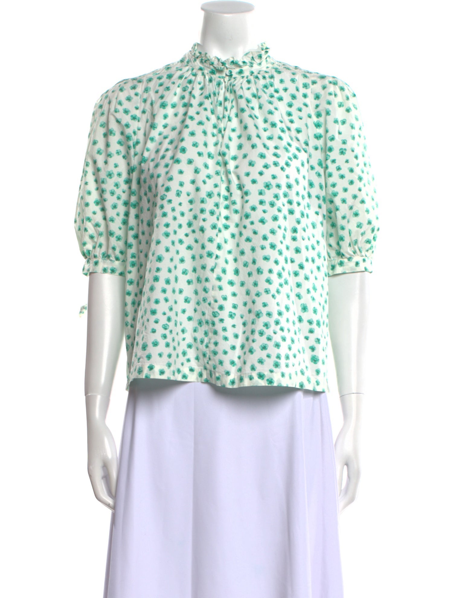 Rebecca Taylor Floral Print Mock Neck Blouse