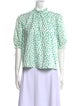 Rebecca Taylor Floral Print Mock Neck Blouse