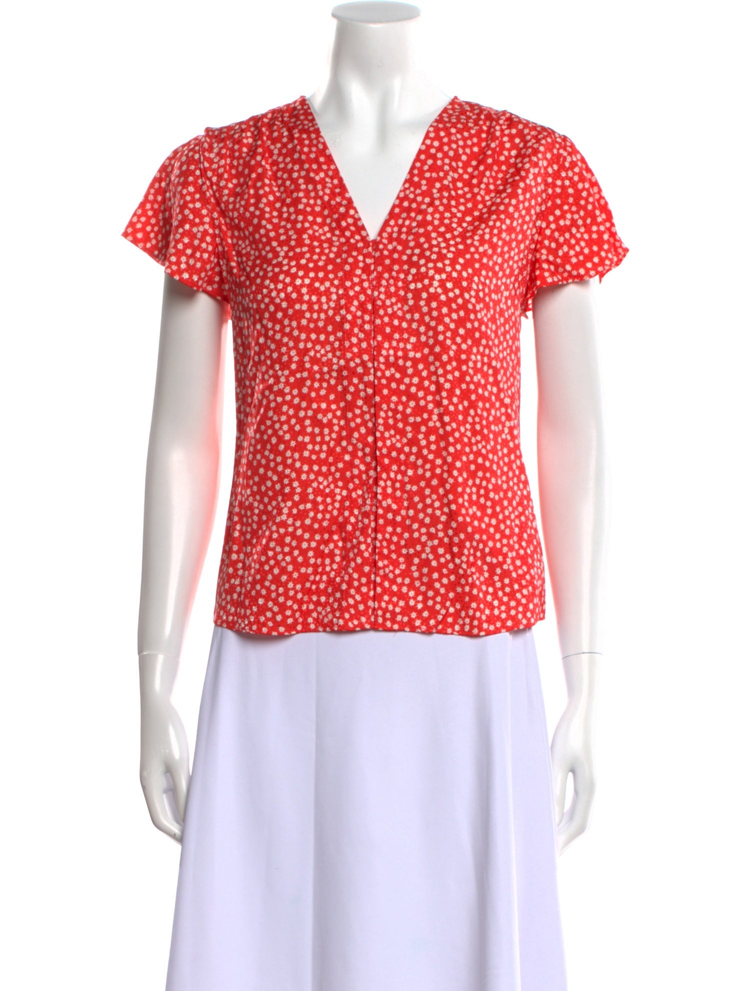 Rebecca Taylor Floral Print V-Neck Blouse