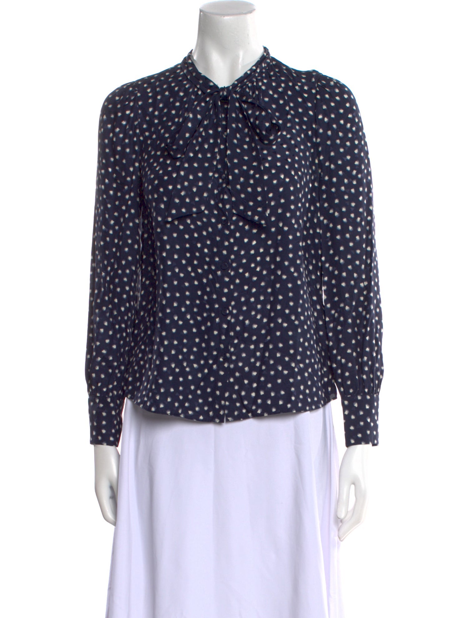Rebecca Taylor Silk Polka Dot Print Button-Up Top