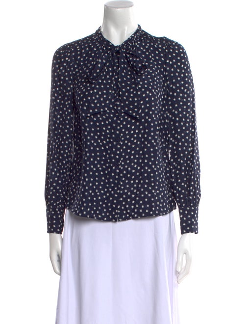 Rebecca Taylor Silk Polka Dot Print Button-Up Top