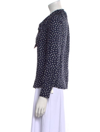 Rebecca Taylor Silk Polka Dot Print Button-Up Top