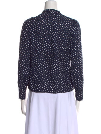 Rebecca Taylor Silk Polka Dot Print Button-Up Top