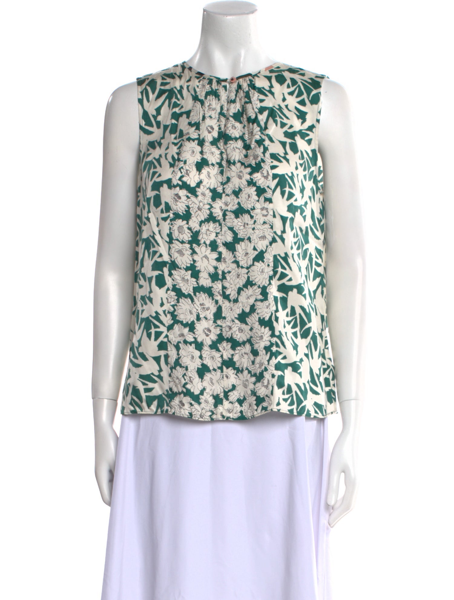 Rebecca Taylor Floral Print Crew Neck Blouse