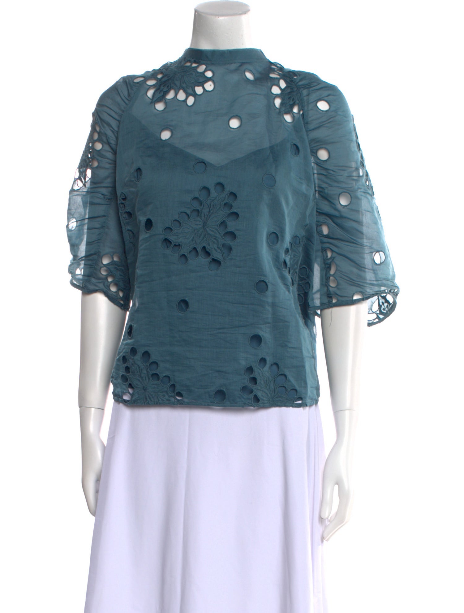 Rebecca Taylor Patterned Mock Neck Blouse