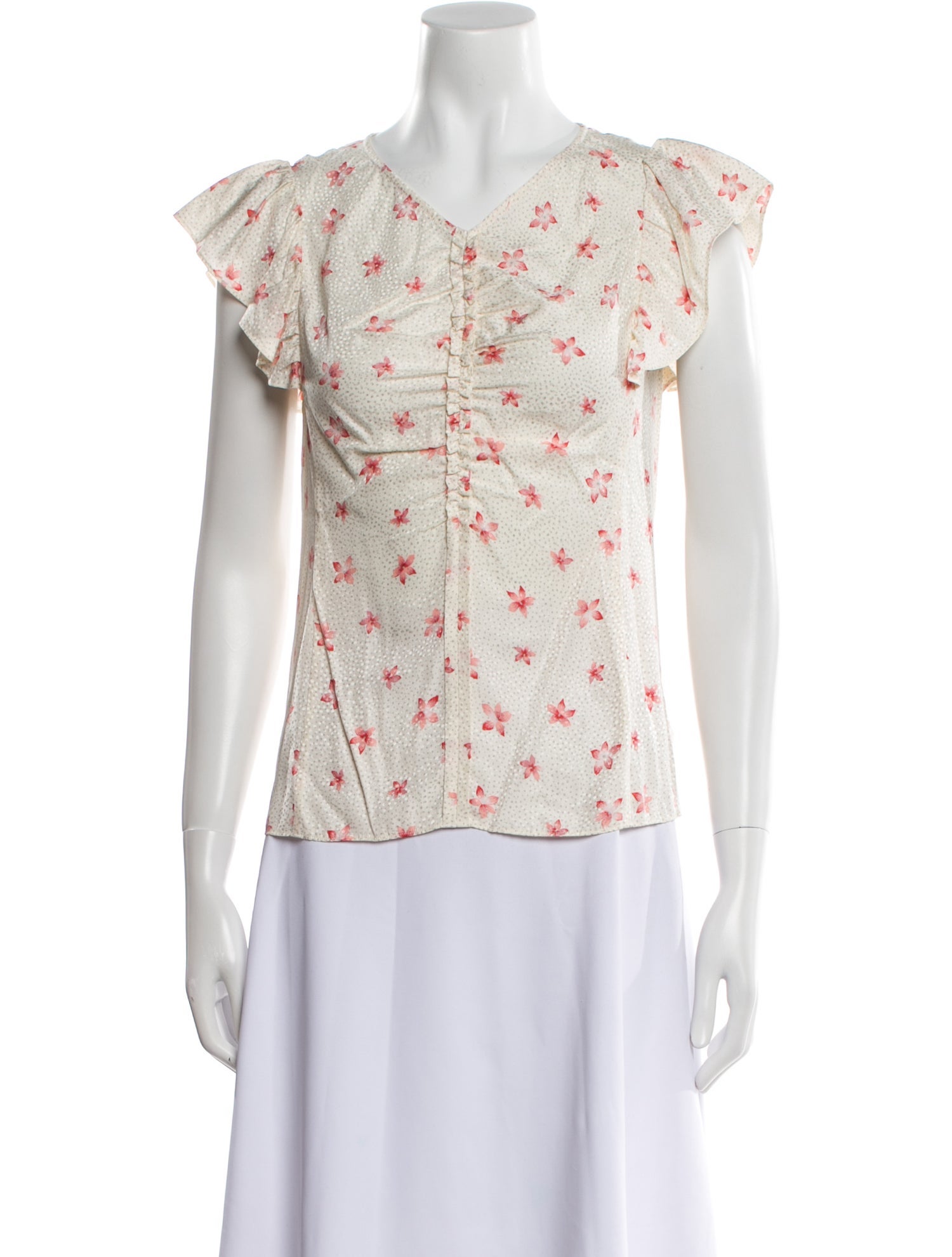 Rebecca Taylor Floral Print V-Neck Blouse