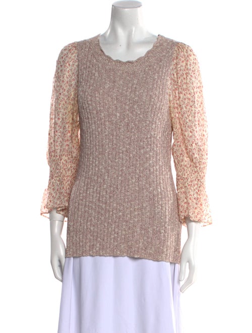 Rebecca Taylor Scoop Neck Three-Quarter Sleeve Blouse