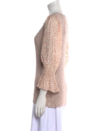 Rebecca Taylor Scoop Neck Three-Quarter Sleeve Blouse