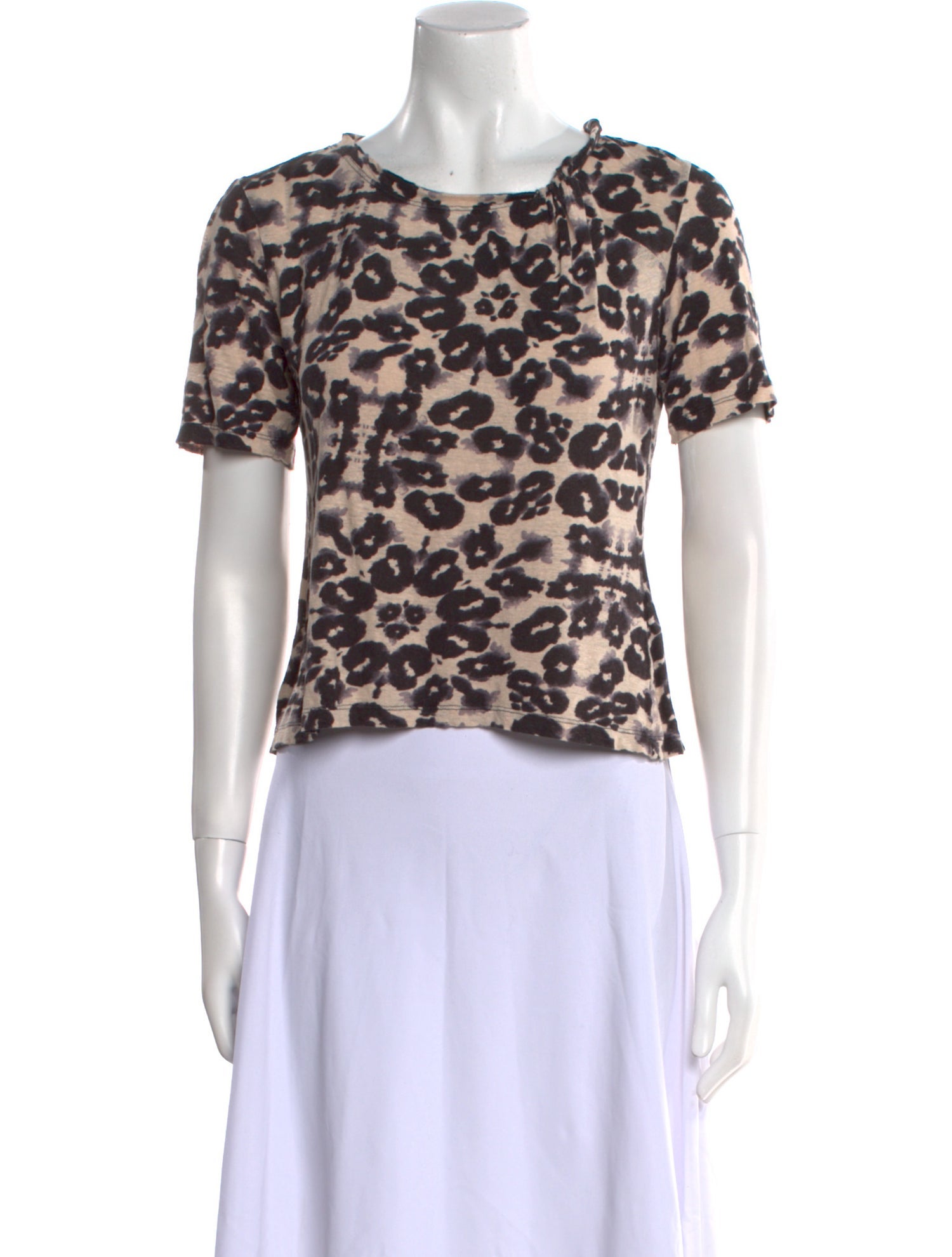 Rebecca Taylor Linen Animal Print T-Shirt