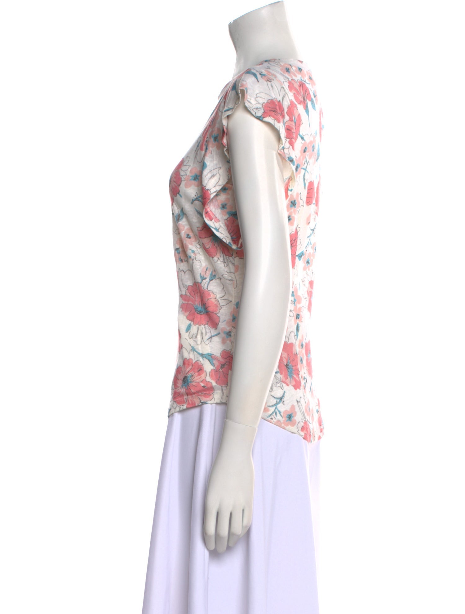 Rebecca Taylor Linen Floral Print T-Shirt