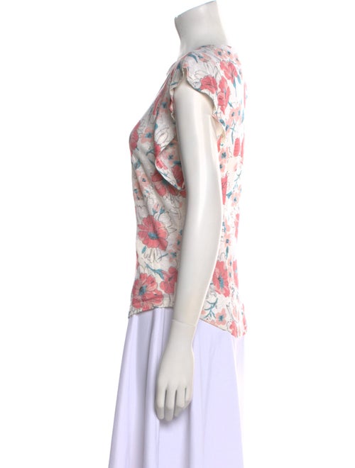 Rebecca Taylor Linen Floral Print T-Shirt
