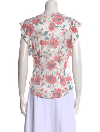 Rebecca Taylor Linen Floral Print T-Shirt