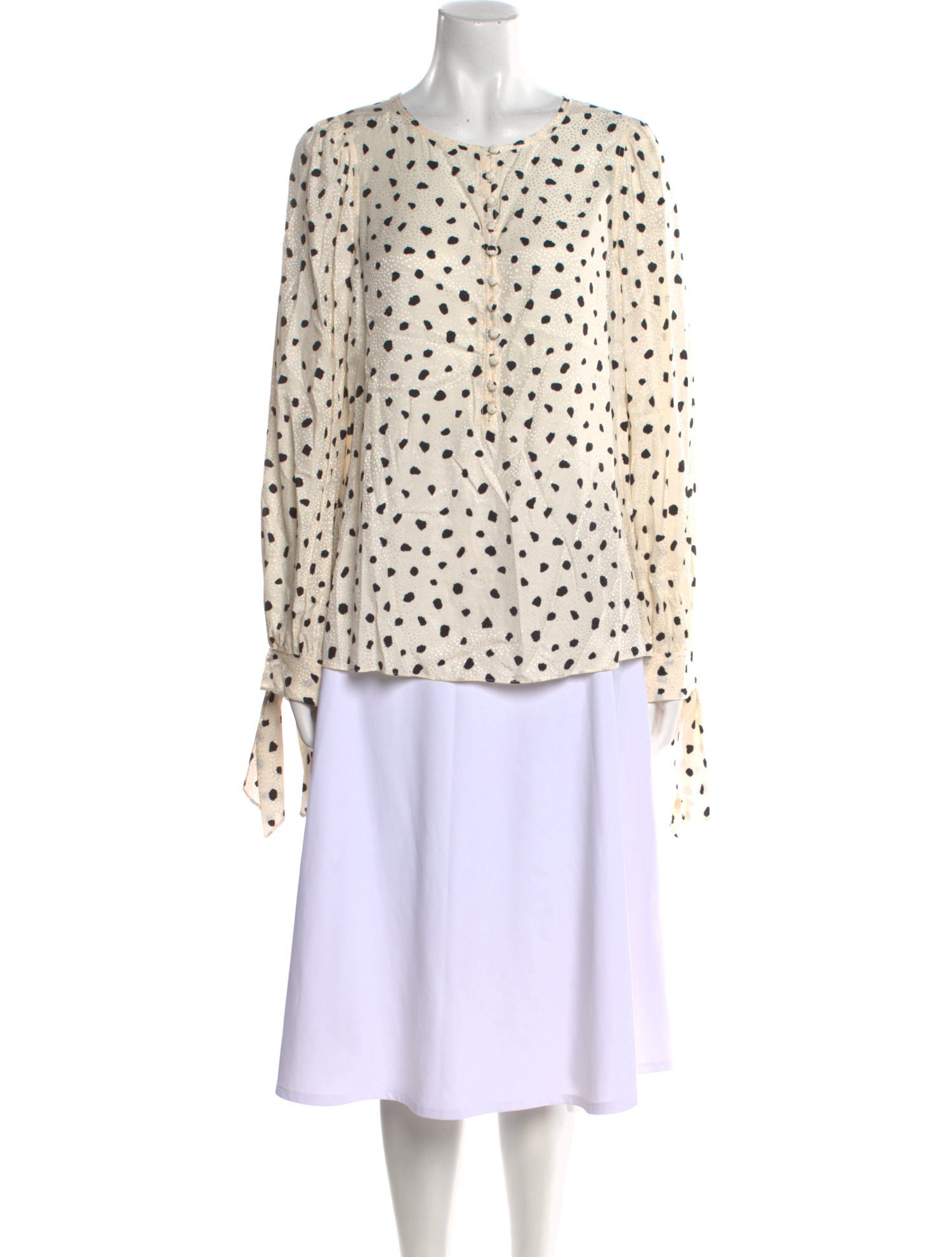 Rebecca Taylor Silk Polka Dot Print Blouse