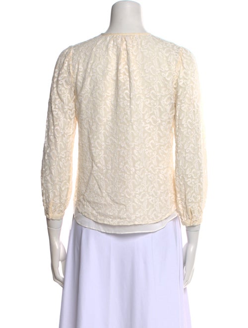 Rebecca Taylor Silk Lace Pattern Button-Up Top
