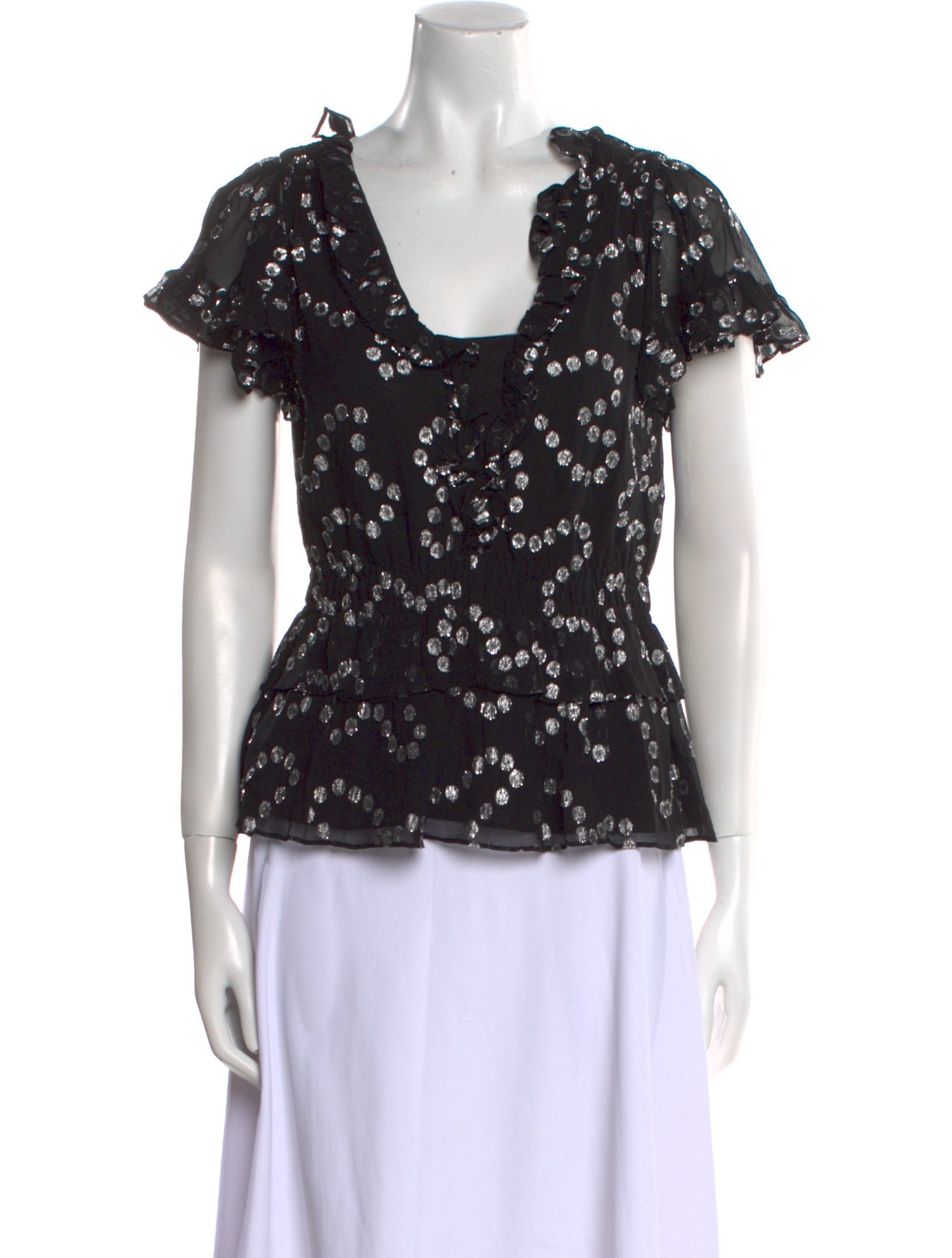 Rebecca Taylor Silk Polka Dot Print Blouse