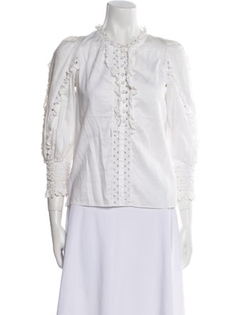 Rebecca Taylor Mock Neck Three-Quarter Sleeve Blouse