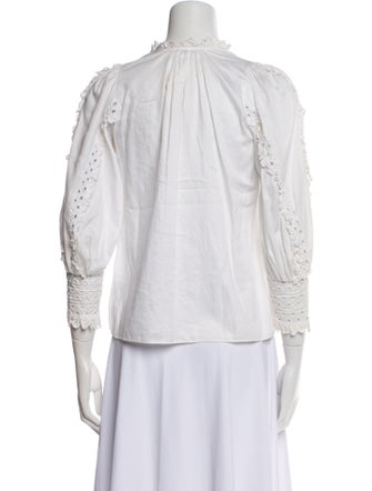 Rebecca Taylor Mock Neck Three-Quarter Sleeve Blouse