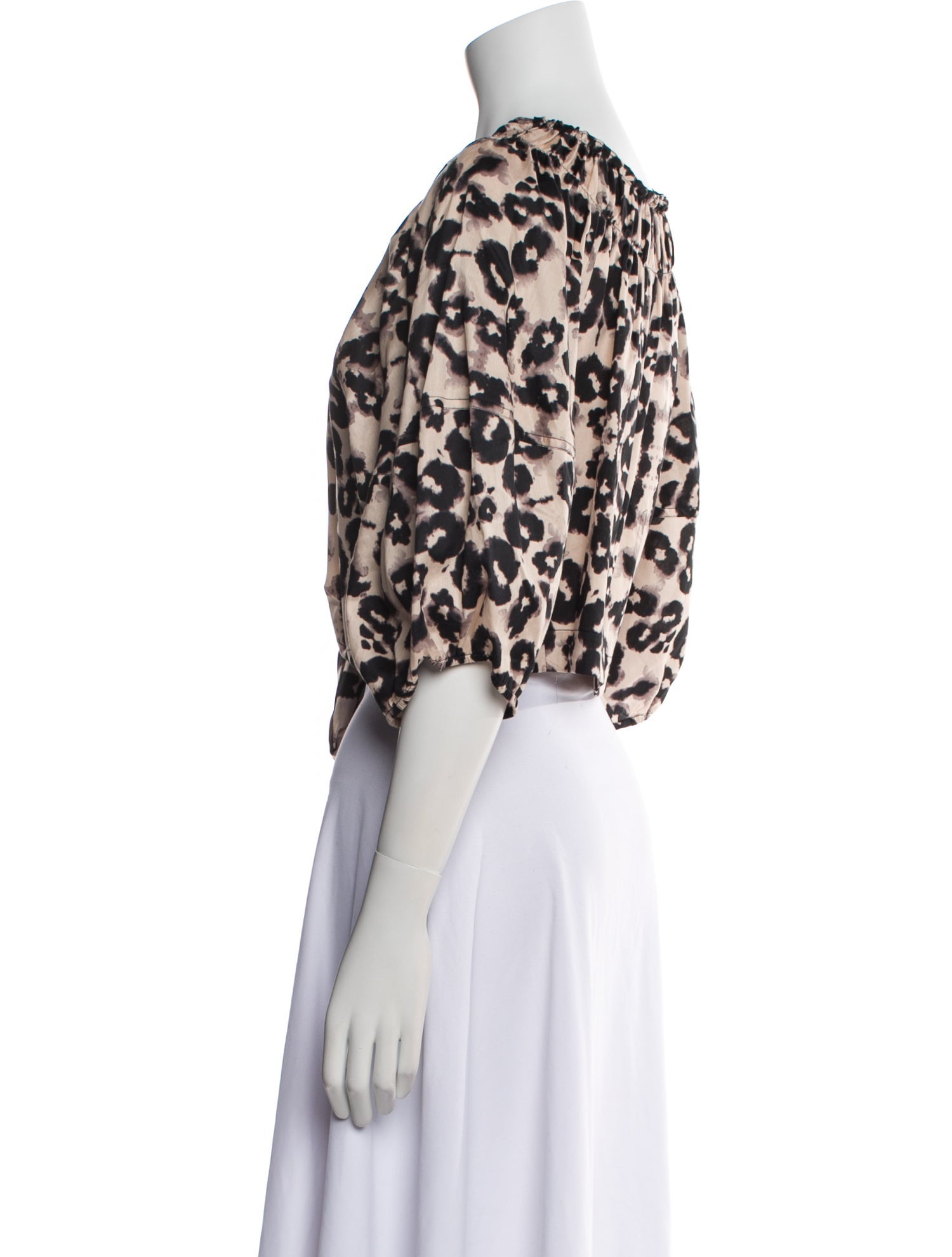 Rebecca Taylor Animal Print Bateau Neckline Crop Top