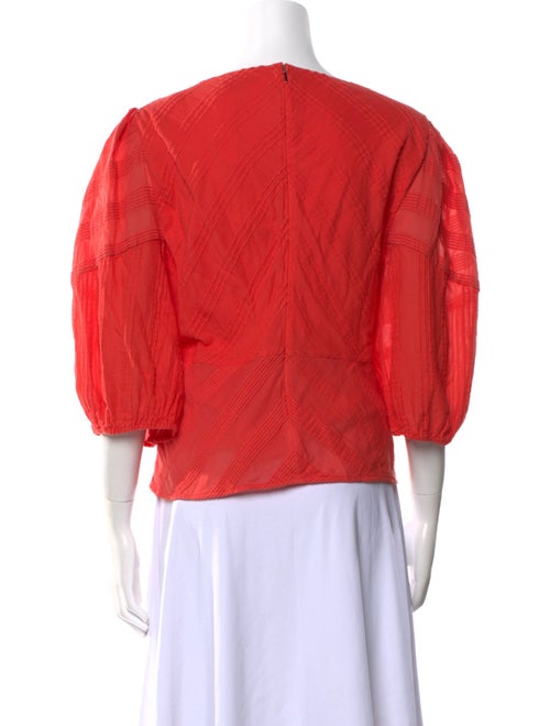 Rebecca Taylor V-Neck Three-Quarter Sleeve Blouse