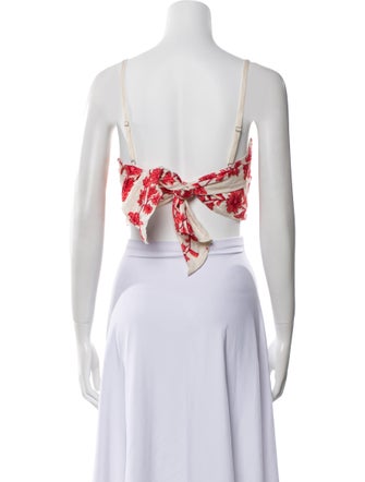 Rebecca Taylor Linen Floral Print Crop Top