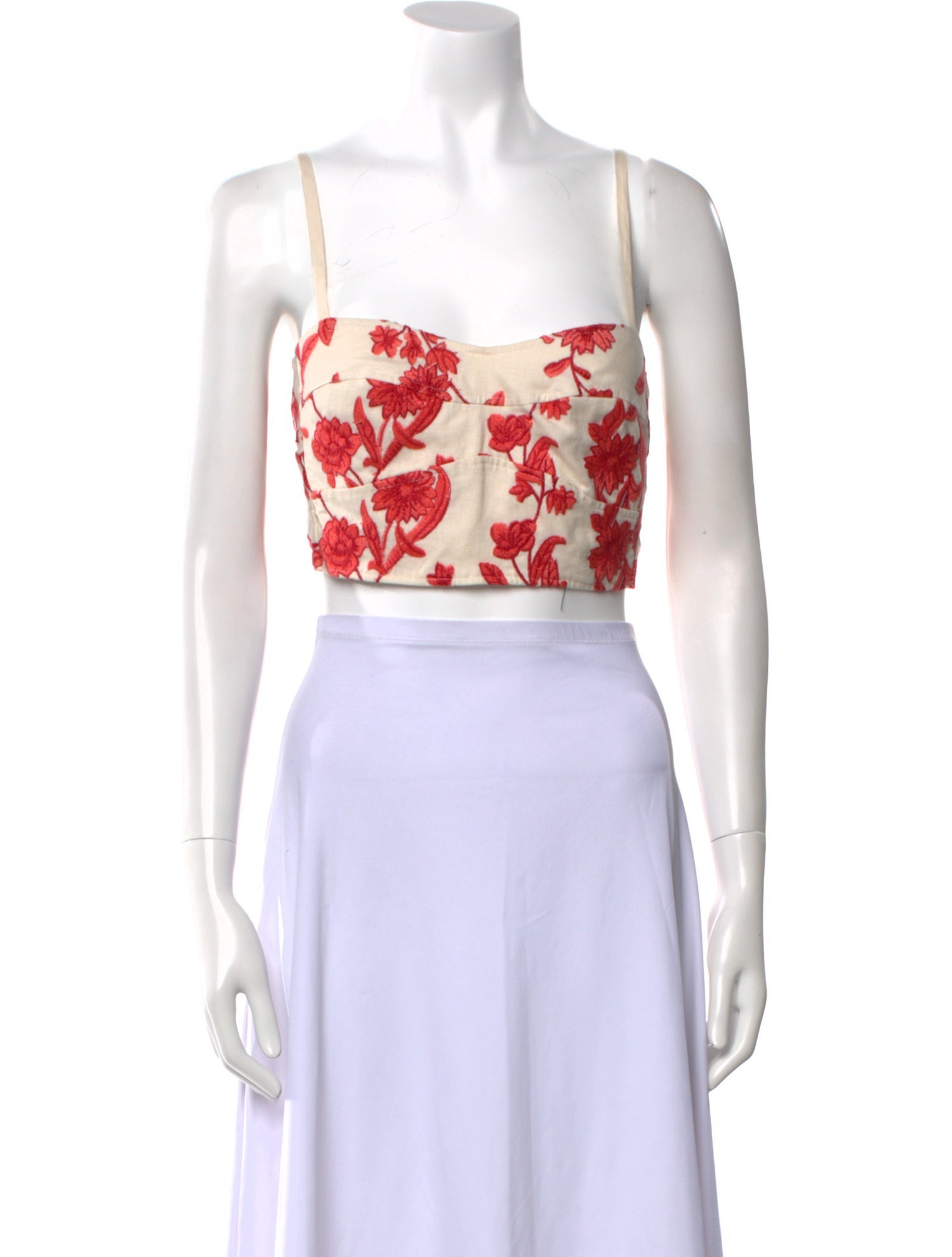 Rebecca Taylor Linen Floral Print Crop Top