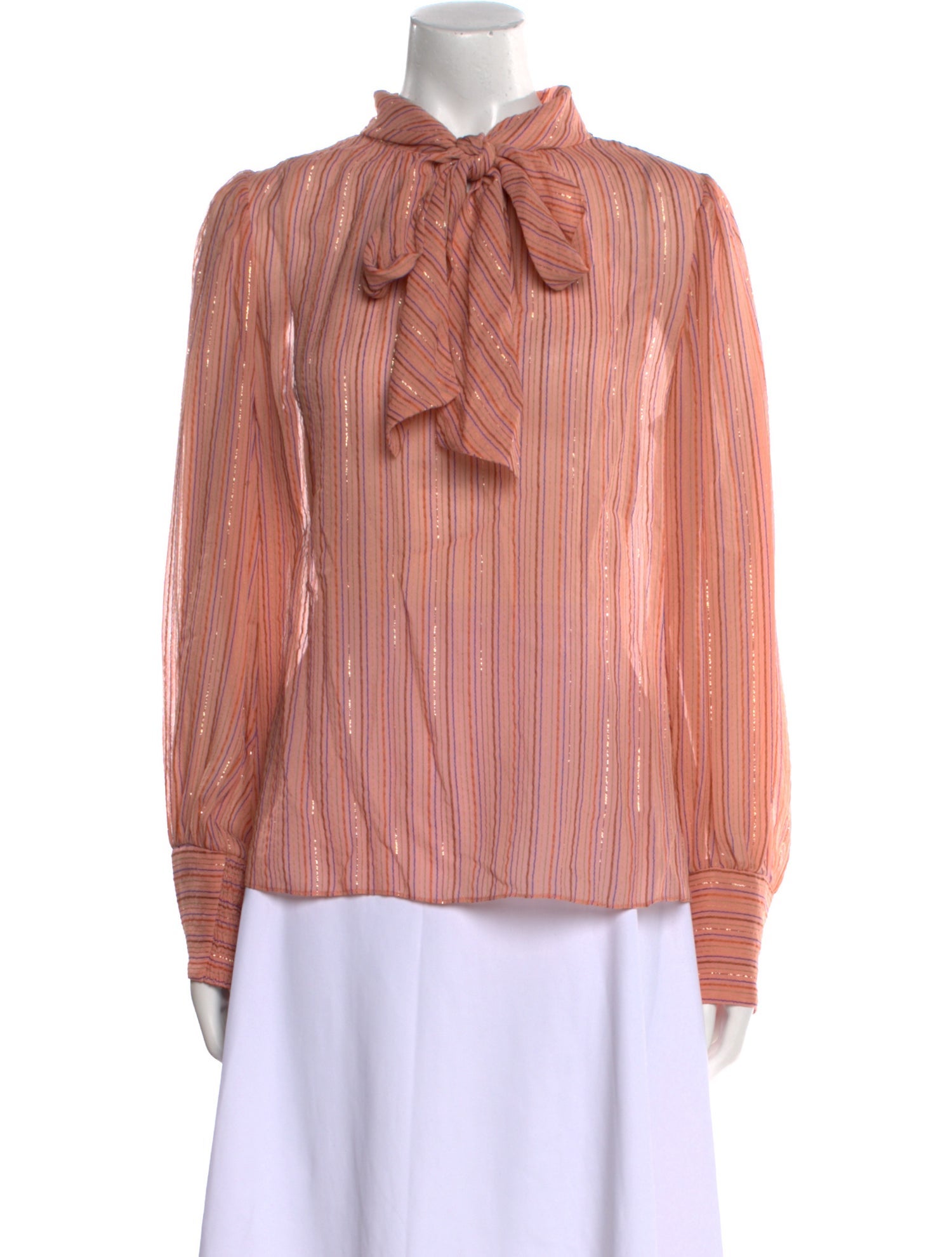 Rebecca Taylor Striped Mock Neck Blouse